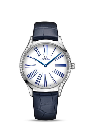 Omega De Ville Trésor 39 Stainless Steel / White - Roman / Alligator